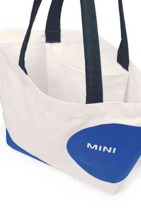 80225B320C9-3 MINI Bag Shopper Car Face Detail Print - White and Blazing Blue and Indigo - 80225B320C9