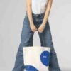 80225B320C9-4 MINI Bag Shopper Car Face Detail Print - White and Blazing Blue and Indigo - 80225B320C9