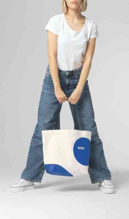 80225B320C9-4 MINI Bag Shopper Car Face Detail Print - White and Blazing Blue and Indigo - 80225B320C9