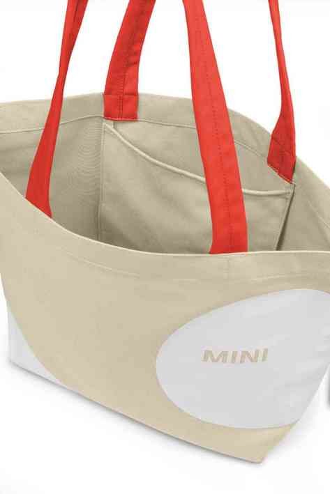 MINI Bag Shopper Car Face Detail Print - Vibrant Silver and White and Rebel Red - 80225B320D1