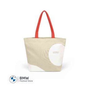 MINI Bag Shopper Car Face Detail Print - Vibrant Silver and White and Rebel Red - 80225B320D1