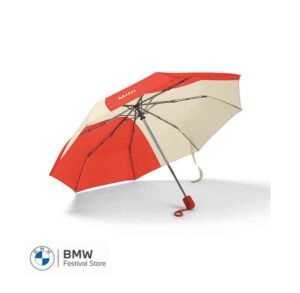 80225B320F4 MINI Umbrella Foldable Car Face Detail - Rebel Red and Vibrant Silver - 80235B320F4
