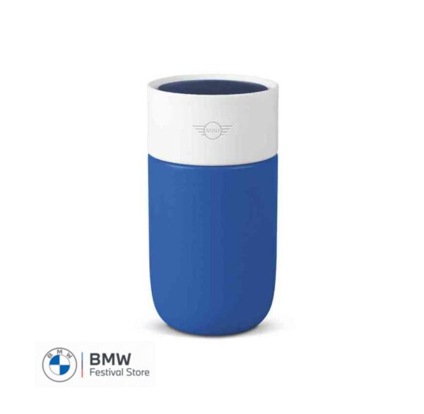 MINI Colour Block Travel Mug 300ml - Blazing Blue and White - 80285B32105