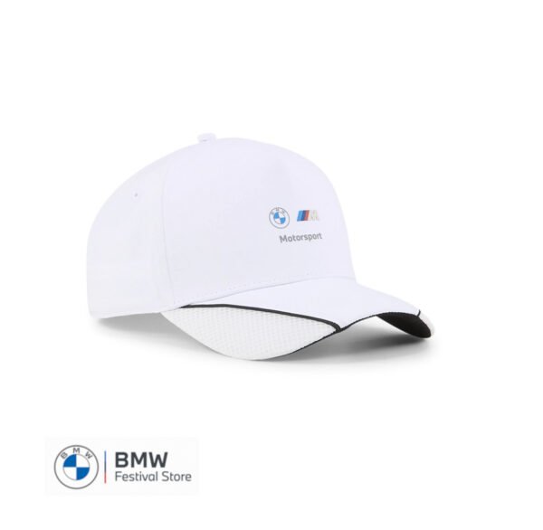 BMW Cap Genuine M Motorsport Baseball Cap White Hat Adjustable Panel - 80165B5D0E7